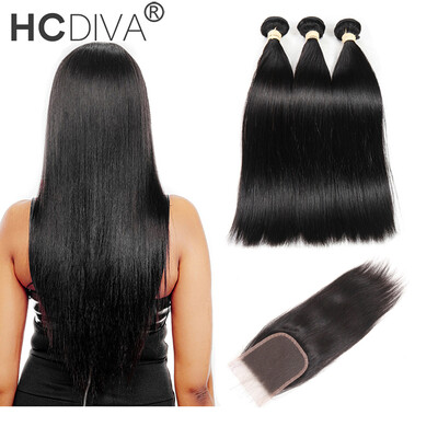 HCDIVA Malaysian Straight Hair With Closure 3 Bundles With Closures Cheap Human Hair With Closure Piece Straight Hair Weave
HCDIVA Malaysian Straight Hair With Closure 3 Bundles With Closures Cheap Human Hair With Closure Piece Straight Hair Weave
