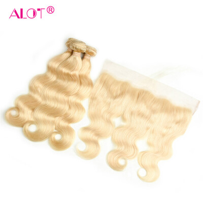 Alot Blonde Hair 3 Bundle Body Wave Hair with Lace Frontal Closure 134 Peruvian Virgin Human Hair with Frontal Closure Color 613
Alot Blonde Hair 3 Bundle Body Wave Hair with Lace Frontal Closure 134 Peruvian Virgin Human Hair with Frontal Closure Color 613