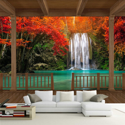 Custom Mural Wallpaper 3D Stereo Balcony Red Forest Waterfall Nature Landscape Photo Wall Painting Living Room Papel De Parede
Custom Mural Wallpaper 3D Stereo Balcony Red Forest Waterfall Nature Landscape Photo Wall Painting Living Room Papel De Parede