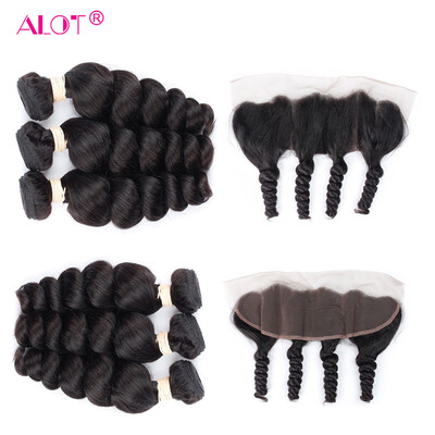 Alot Hair Indian 3 Bundles Loose Wave with Frontal Loose Wave with 13x4 Closure 7A Virgin Human Hair Weave with Closure
Alot Hair Indian 3 Bundles Loose Wave with Frontal Loose Wave with 13x4 Closure 7A Virgin Human Hair Weave with Closure