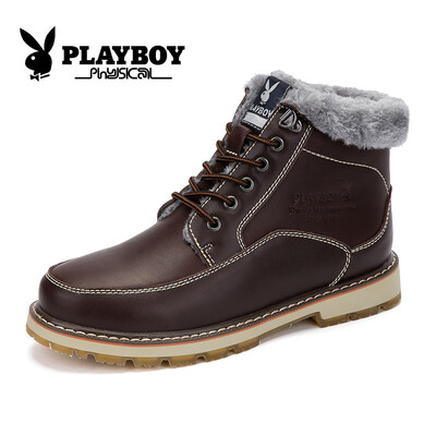 Playboy PLAYBOY men&39s boots warm plus velvet high shoes British casual shoes CX39149M black 41