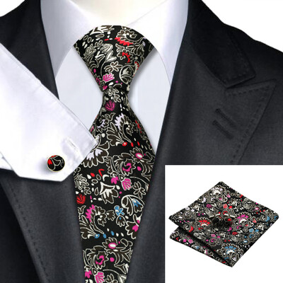 N-0267 Vogue Men Silk Tie Set Black Floral Necktie Handkerchief Cufflinks Set Ties For Men Formal Wedding Business wholesale
N-0267 Vogue Men Silk Tie Set Black Floral Necktie Handkerchief Cufflinks Set Ties For Men Formal Wedding Business wholesale