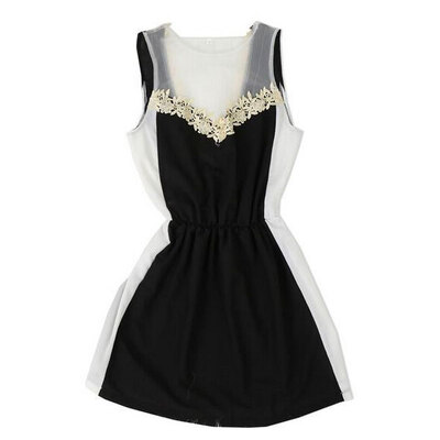 Lovaru ™New 2015 fashion flower lace and black white chiffon patchwork V-neck backless mini dress
Lovaru ™New 2015 fashion flower lace and black white chiffon patchwork V-neck backless mini dress