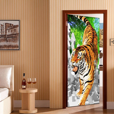 PVC Self Adhesive 3D Mural Stereo Tiger Broken Wall Creative DIY Door Wallpaper Home Decor Bedroom Door Wall Sticker 77cmx200cm
PVC Self Adhesive 3D Mural Stereo Tiger Broken Wall Creative DIY Door Wallpaper Home Decor Bedroom Door Wall Sticker 77cmx200cm