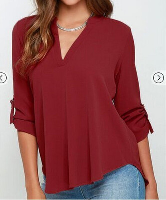8 Colors Large Size Female V Collar Long Sleeve Corrugated Sleeve Easy Shirt plus size (-5XL
8 Colors Large Size Female V Collar Long Sleeve Corrugated Sleeve Easy Shirt plus size (-5XL