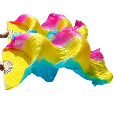 1 Pair Dance Fans Bamboo Ribs Natural Silk Stage Performance Props Dye Fans Belly Dance Silk Fans RoseYellowTurquoise stripes
1 Pair Dance Fans Bamboo Ribs Natural Silk Stage Performance Props Dye Fans Belly Dance Silk Fans RoseYellowTurquoise stripes