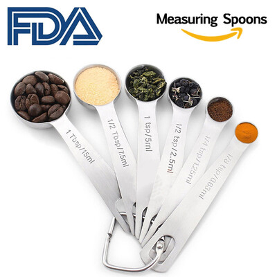 6-piece Measuring Spoon Set 18 Tsp 14 Tsp 12 Tsp 1 Tsp 12 Tbsp & 1 Tbsp Stainless Steel Measuring Spoons 
6-piece Measuring Spoon Set 18 Tsp 14 Tsp 12 Tsp 1 Tsp 12 Tbsp & 1 Tbsp Stainless Steel Measuring Spoons
