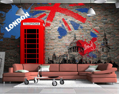 Custom photo wallpaper European&American vintage 3d red phone booth booth brick wall lobby decoration mural
Custom photo wallpaper European&American vintage 3d red phone booth booth brick wall lobby decoration mural