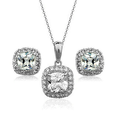 Yoursfs® 18K White Gold Plated 1.5ct Simulated Diamond Necklace and Earring Set Use Clear Austrian Crystal Bridal Jewelry Sets
Yoursfs® 18K White Gold Plated 1.5ct Simulated Diamond Necklace and Earring Set Use Clear Austrian Crystal Bridal Jewelry Sets