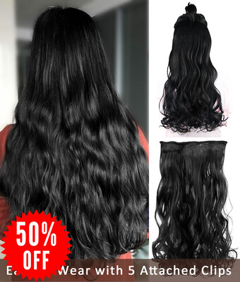 Rhyme 24" Black Full Head One Piece Curly Wave Hair Extensions 5clips Clips in Synthetic Wig Pieces for GirlWoman
Rhyme 24" Black Full Head One Piece Curly Wave Hair Extensions 5clips Clips in Synthetic Wig Pieces for GirlWoman