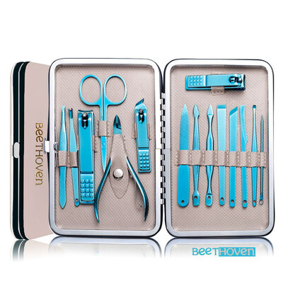 For the blue colorful gift gutter trim nail clipper set household large German craft pedicure knife set of 15 
For the blue colorful gift gutter trim nail clipper set household large German craft pedicure knife set of 15