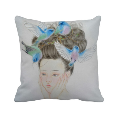 Pretty Girl Blue Bird Chinese Painting Polyester Toss Throw Pillow Square Cushion Gift
Pretty Girl Blue Bird Chinese Painting Polyester Toss Throw Pillow Square Cushion Gift