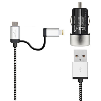 FirstSeller MFi 2.1A G1 Fit DC12/24V Car Phone Charger+Lightning to USB Date Charger Cable USB Connector for iPhone5/6
FirstSeller MFi 2.1A G1 Fit DC12/24V Car Phone Charger+Lightning to USB Date Charger Cable USB Connector for iPhone5/6