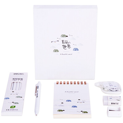 Deli deli A6 small fresh stationery gift box small set 9 piece set Yingbei white 68886B
Deli deli A6 small fresh stationery gift box small set 9 piece set Yingbei white 68886B