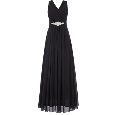 CAZDZY A-Line Beading V-Neck Ruched Floor-Length Evening Dress