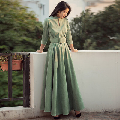 Weiya Ji dress 2018 spring new ladies temperament retro Harajuku gentle wind corduroy&ankle dress
Weiya Ji dress 2018 spring new ladies temperament retro Harajuku gentle wind corduroy&ankle dress