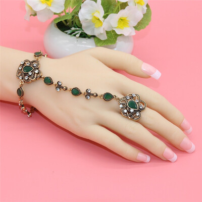 New Turkish Bracelets&Rings Women Antique Gold Plating Bijoux Exquisite Crystal Hand Back Chain Indian Floral Jewelry Gift
New Turkish Bracelets&Rings Women Antique Gold Plating Bijoux Exquisite Crystal Hand Back Chain Indian Floral Jewelry Gift