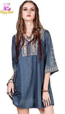 L High Quality chest 99-103cm vintage cotton autumn 2017 blue mini jeans dress women flare sleeve denim embroidery v neck
L High Quality chest 99-103cm vintage cotton autumn 2017 blue mini jeans dress women flare sleeve denim embroidery v neck
