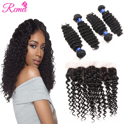 Rcmei Hair 8A Product Brazilian 13x4 Ear To Ear Lace Frontal Closure with 4 Bundle Weave Deep Wave With Baby Hair Frontal Human Ha
Rcmei Hair 8A Product Brazilian 13x4 Ear To Ear Lace Frontal Closure with 4 Bundle Weave Deep Wave With Baby Hair Frontal Human Ha