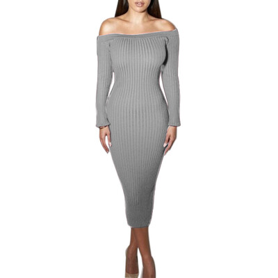 Fashion Long Sleeve Off Shoulder Slash Neck Sexy Club Women Dress Slim Bodycon Knitted Sweater Knee-Length Party Night Dresses
Fashion Long Sleeve Off Shoulder Slash Neck Sexy Club Women Dress Slim Bodycon Knitted Sweater Knee-Length Party Night Dresses