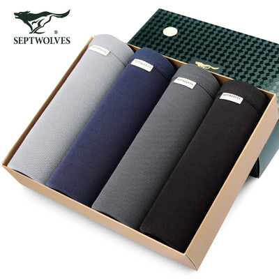 Seven wolves mens underwear mens boxers mid-waist blue fine viscose breathable boxer briefs 4 pieces 7001-4B M 
Seven wolves mens underwear mens boxers mid-waist blue fine viscose breathable boxer briefs 4 pieces 7001-4B M