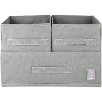 QingYeZhiMu fabric underwear storage box three-piece ya gray non-woven folding storage box clothes storage box