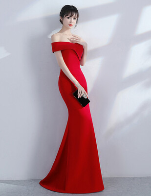 Banquet evening dress 2017 new elegant long paragraph shoulder fishtail host dress dress
Banquet evening dress 2017 new elegant long paragraph shoulder fishtail host dress dress