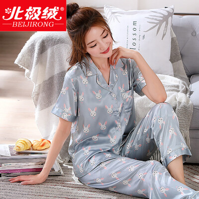Beijirong Bejirog pajamas women spinning home service youth Korean version of the short-sleeved pajamas women pajamas temperament Ms home service suit blue gray rabbit L
Beijirong Bejirog pajamas women spinning home service youth Korean version of the short-sleeved pajamas women pajamas temperament Ms home service suit blue gray rabbit L