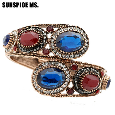 Fashion Turkish Women Big Resin Blue Vintage Bangle Bracelets Antique Gold Color Cuff Jewelry Round Crystal Ethnic Retro Bijoux
Fashion Turkish Women Big Resin Blue Vintage Bangle Bracelets Antique Gold Color Cuff Jewelry Round Crystal Ethnic Retro Bijoux