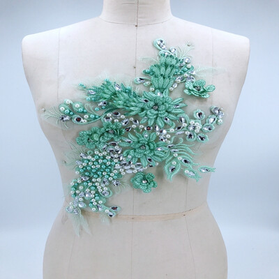 Three-dimensional flower light green lace applique with sew on beads rhinestones trim patches 3823cm for dress accessory
Three-dimensional flower light green lace applique with sew on beads rhinestones trim patches 3823cm for dress accessory