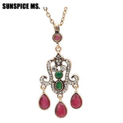 Vintage Turkish Women Long Flower Pendant Necklace Antique Gold Color Resin Retro Jewelry Indian Bohemia Wedding Drop Necklace
Vintage Turkish Women Long Flower Pendant Necklace Antique Gold Color Resin Retro Jewelry Indian Bohemia Wedding Drop Necklace