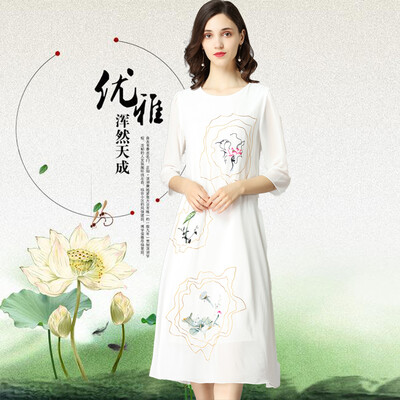 2018 summer silk dresses women elegant silk oraganza embroidery floral casual dresses long beach elegant O- neck half sleeve
2018 summer silk dresses women elegant silk oraganza embroidery floral casual dresses long beach elegant O- neck half sleeve