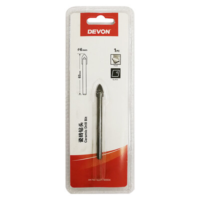 Devon 6mm tile drill bit power tools original accessories carbide tool head hardware tools
Devon 6mm tile drill bit power tools original accessories carbide tool head hardware tools