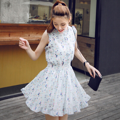 Lovaru ™New 2015 fashion Summer new Korean round neck wood ear stitching printing waist sleeveless dress
Lovaru ™New 2015 fashion Summer new Korean round neck wood ear stitching printing waist sleeveless dress