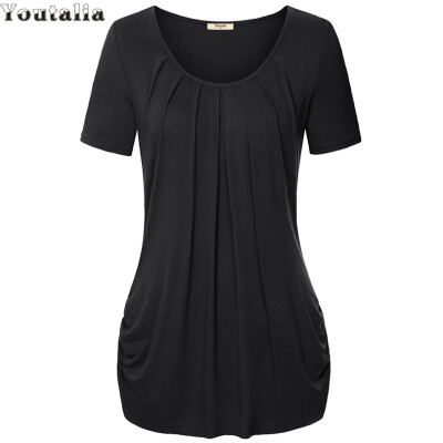 Summer Style Tops Short Sleeve O-neck Knitted Women T-Shirts Elegant Pleated Floral Print Basic Tee Shirts Plus Size Top
Summer Style Tops Short Sleeve O-neck Knitted Women T-Shirts Elegant Pleated Floral Print Basic Tee Shirts Plus Size Top