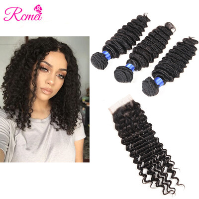 Rcmei Hair 8A Product Top Grade Deep Wave Brazilian Hair 3 Bundles With 44 Lace closure Virgin Human Hair Extension Bundles
Rcmei Hair 8A Product Top Grade Deep Wave Brazilian Hair 3 Bundles With 44 Lace closure Virgin Human Hair Extension Bundles