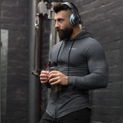 Muscle Dr brother sports fitness clothing mens sports casual hooded sweater zipper shirt new