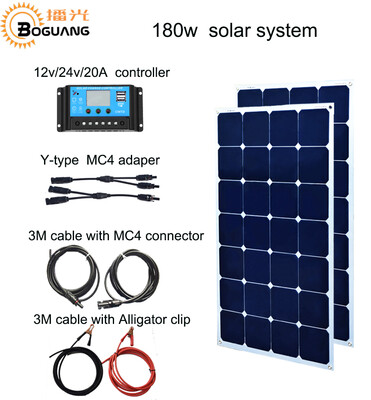 BOGUANG 180w Waterproof solar system 90w solar panel module 20A solar Controller cable MC4 connector for 12v battery RV yacht car
BOGUANG 180w Waterproof solar system 90w solar panel module 20A solar Controller cable MC4 connector for 12v battery RV yacht car