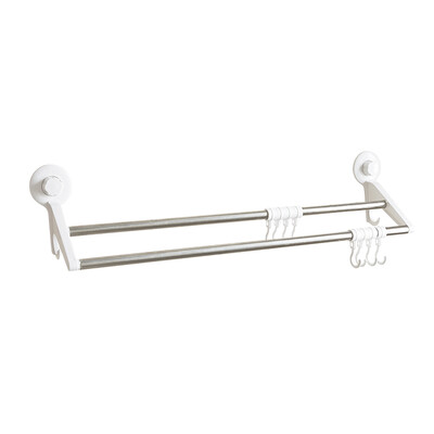 Youjia suction-type towel rack free punching stainless steel bathroom double towel bar bathroom towel rack hanging rod with hook 62cm U-6182
Youjia suction-type towel rack free punching stainless steel bathroom double towel bar bathroom towel rack hanging rod with hook 62cm U-6182