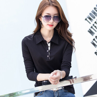 2018 new womens casual shirt student T-shirt female cotton long-sleeved solid color lapel POLO shirt
2018 new womens casual shirt student T-shirt female cotton long-sleeved solid color lapel POLO shirt