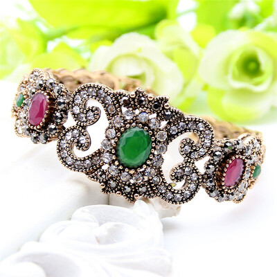Exquisite Turkish Resin Flower Folding Bracelet Bangle Adjustable Women Vintage Bangle Antique Gold Color Wedding Jewelry Cuff
Exquisite Turkish Resin Flower Folding Bracelet Bangle Adjustable Women Vintage Bangle Antique Gold Color Wedding Jewelry Cuff