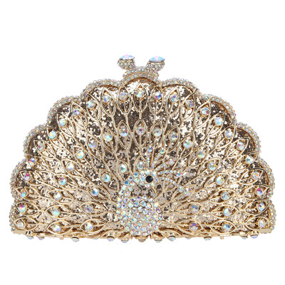 Fawziya Peacock Purse Evening Bag Metallic Animal Shape Clutch Cute Clutches