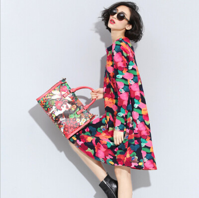 Lovaru ™ Autumn new European and American loose hedging long-sleeved sweater and long sections women's fashion print dress
Lovaru ™ Autumn new European and American loose hedging long-sleeved sweater and long sections women's fashion print dress