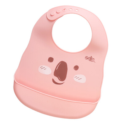 Rikang baby bib saliva towel silicone waterproof bib RK-X4007 pink