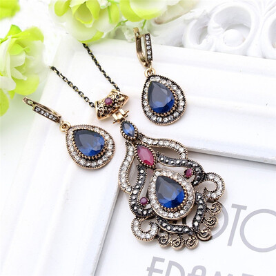 Vintage Turkish Flower Resin Jewelry Sets Drop Hook Earring Long Necklace Women Antique Gold Color Crystal Indian Jewelry Set
Vintage Turkish Flower Resin Jewelry Sets Drop Hook Earring Long Necklace Women Antique Gold Color Crystal Indian Jewelry Set