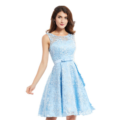 CAZDZY Scoop Neck Sleeveless Lace A Line Homecoming Dress