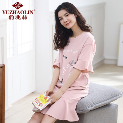 YUZHAOLIN cotton short-sleeved ladies nightdress pajamas set
YUZHAOLIN cotton short-sleeved ladies nightdress pajamas set