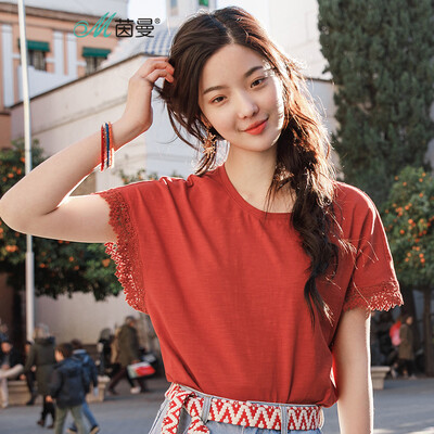 INMAN 2018 summer new round neck lace bat sleeve loose T-shirt female 1882022079 jam red
INMAN 2018 summer new round neck lace bat sleeve loose T-shirt female 1882022079 jam red