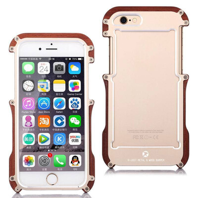 R-JUST Luxury Aluminum Metal Real Natural Wood Hybrid Bumper Case Cover for iPhone 6 6S Plus
R-JUST Luxury Aluminum Metal Real Natural Wood Hybrid Bumper Case Cover for iPhone 6 6S Plus