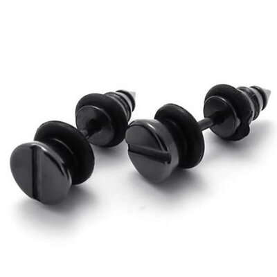 Hpolw 2pcs Stainless Steel Mens Stud Screw Earrings, 1 Pair, Color Black, Diameter 7mm
Hpolw 2pcs Stainless Steel Mens Stud Screw Earrings, 1 Pair, Color Black, Diameter 7mm